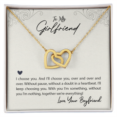 Interlocking Hearts Necklace - For Girlfriend I Choose You
