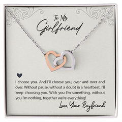 Interlocking Hearts Necklace - For Girlfriend I Choose You