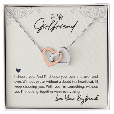 Interlocking Hearts Necklace - For Girlfriend I Choose You