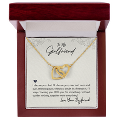 Interlocking Hearts Necklace - For Girlfriend I Choose You